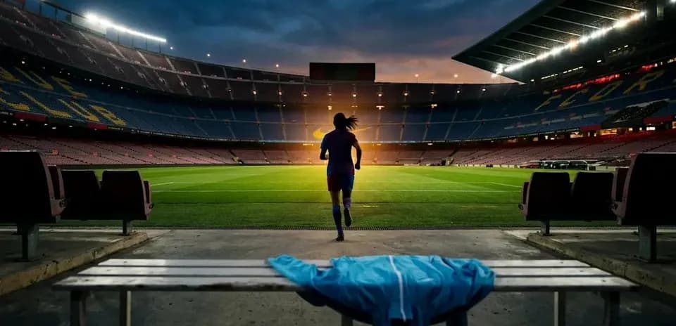 Player running onto the pitch at Camp Nou