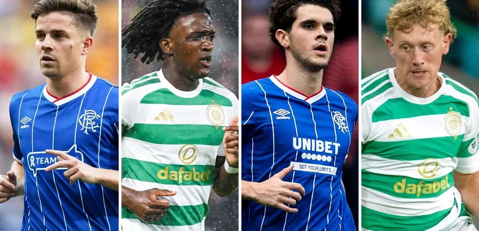 Four players from Rangers and Celtic during match