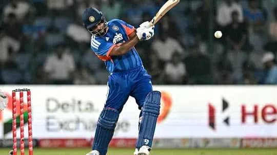 Batsman hitting the ball during cricket match