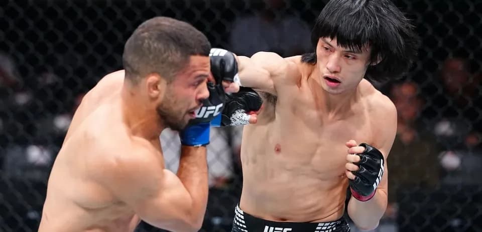 Fighter delivering a punch in UFC match