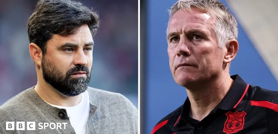 Two football managers in a split image