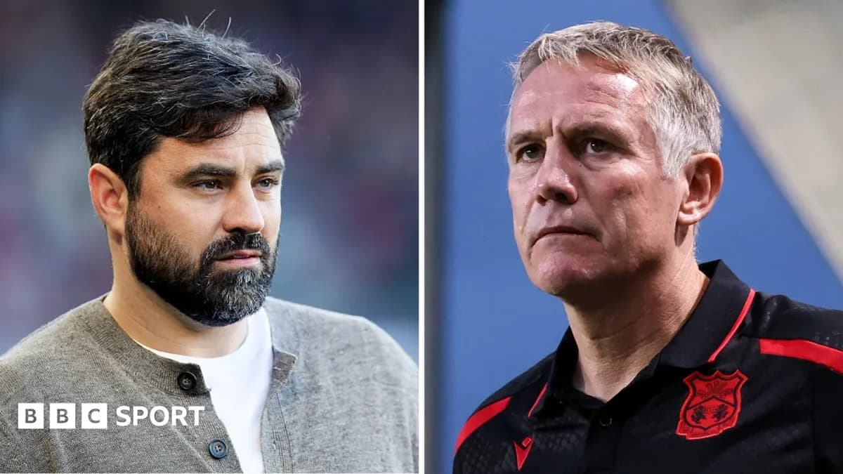 Two football managers in a split image