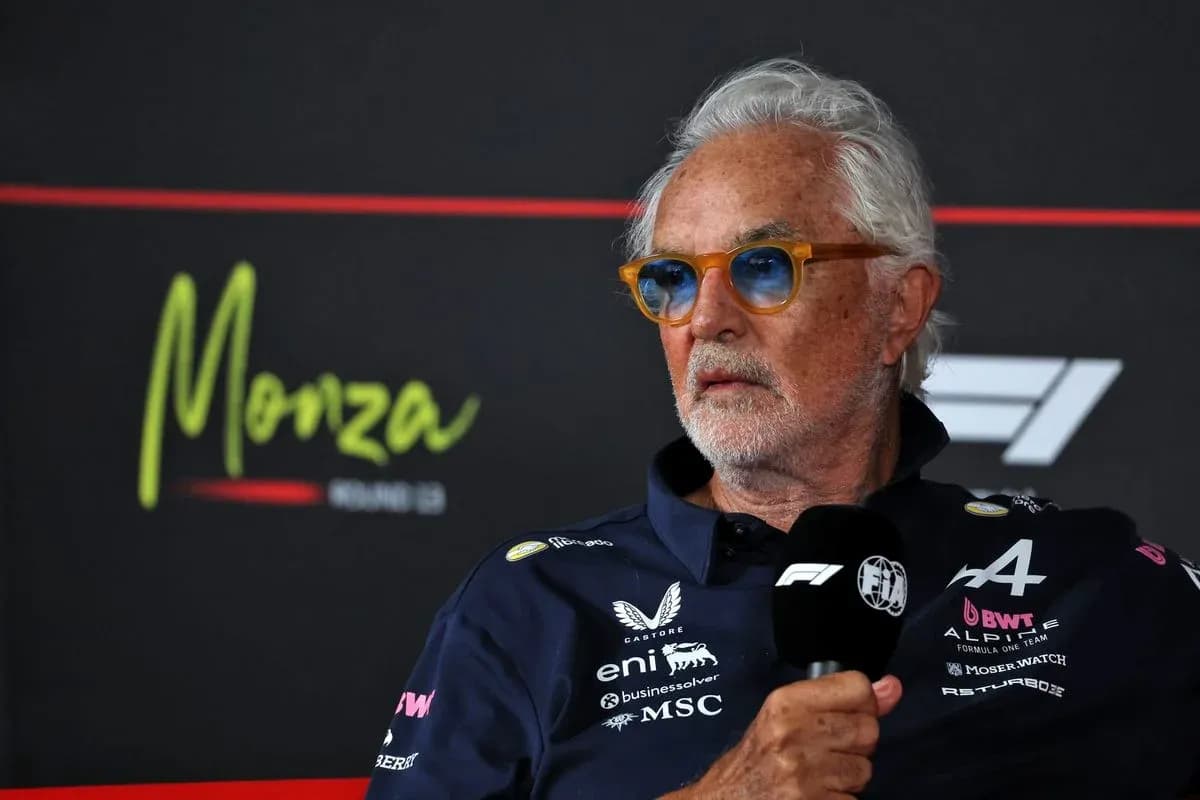 Team representative speaking during Monza press conference