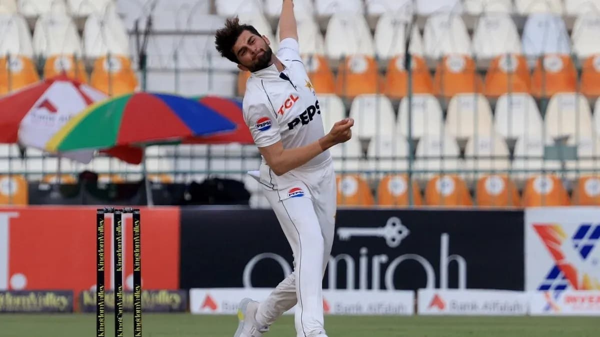 Bowler delivering a ball in cricket match
