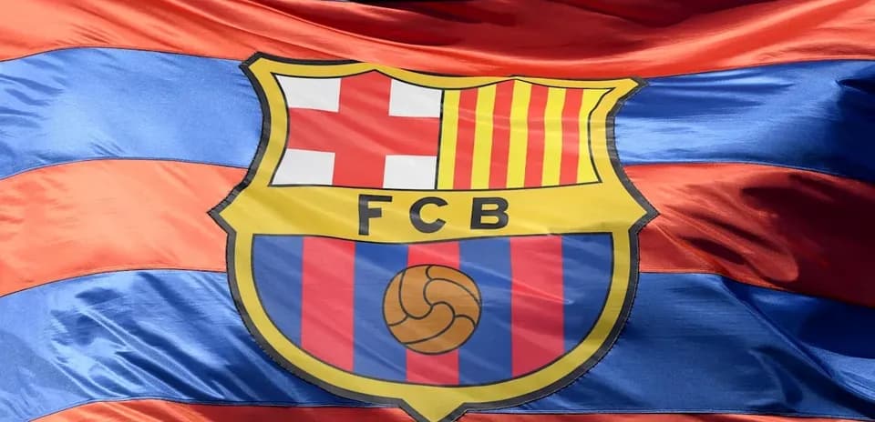 FC Barcelona crest on a waving flag