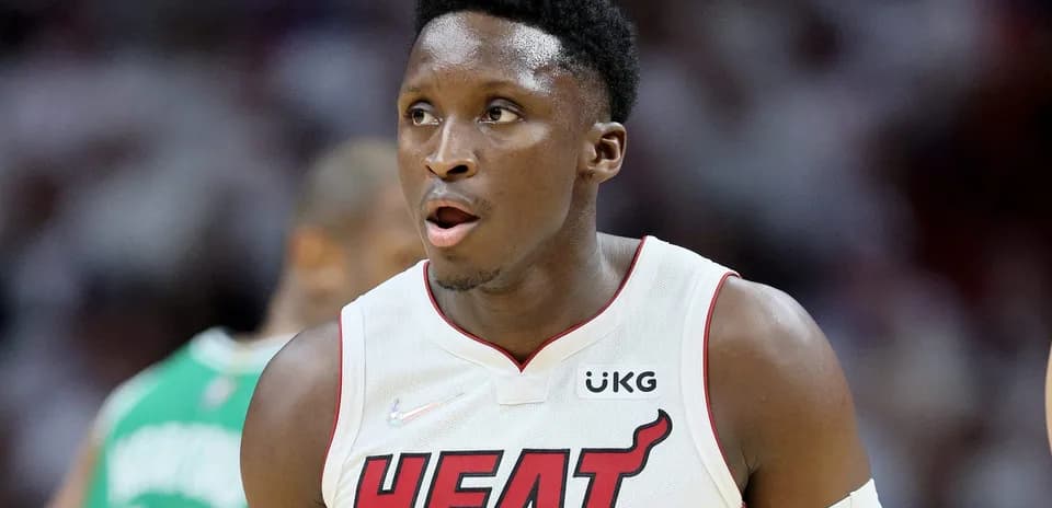 Player wearing Miami Heat jersey during game