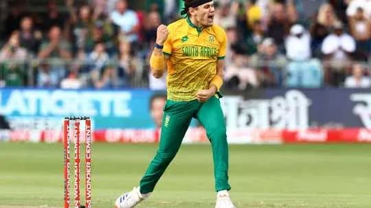 South African player celebrating wicket during match