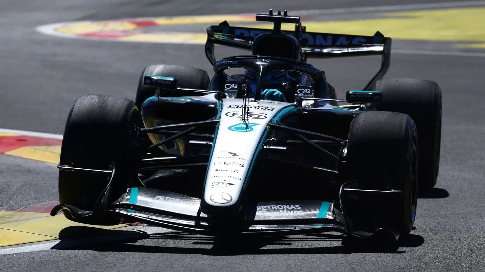 Mercedes Formula 1 car racing on track