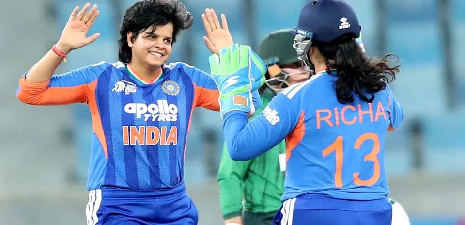 Indian players celebrating a wicket during match