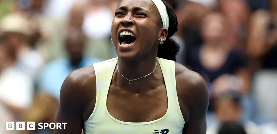 Tennis player celebrating during match at US Open