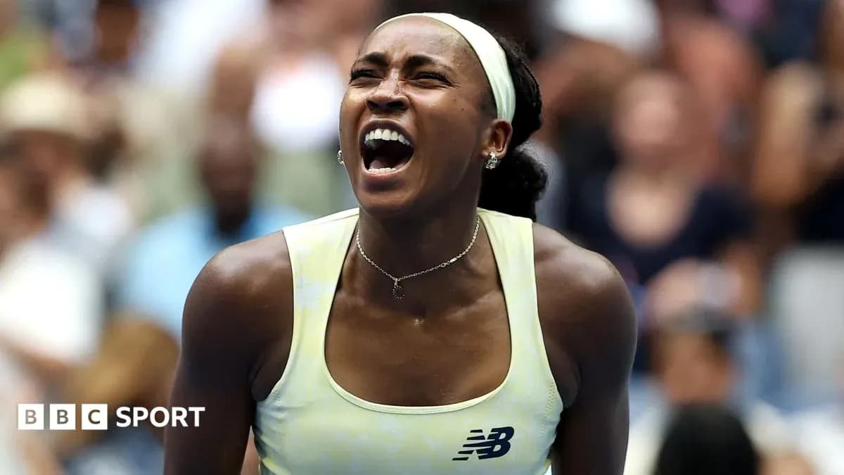 Tennis player celebrating during match at US Open