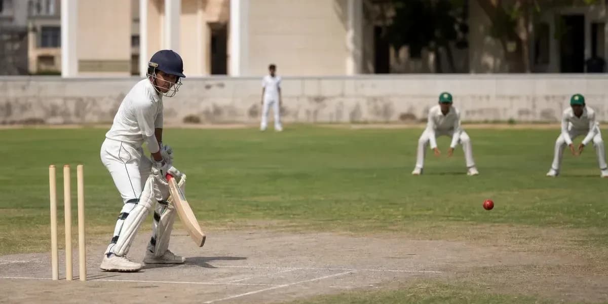 Batsman preparing to hit ball during cricket match