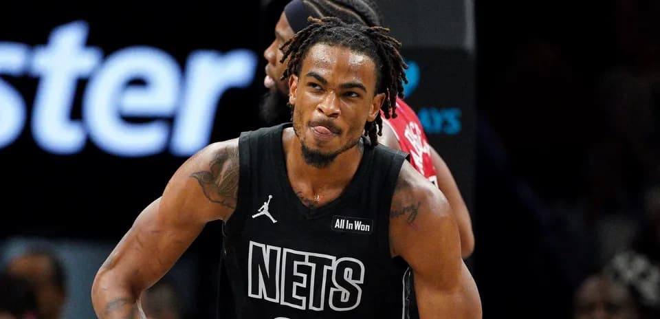 Player celebrating during a Brooklyn Nets game