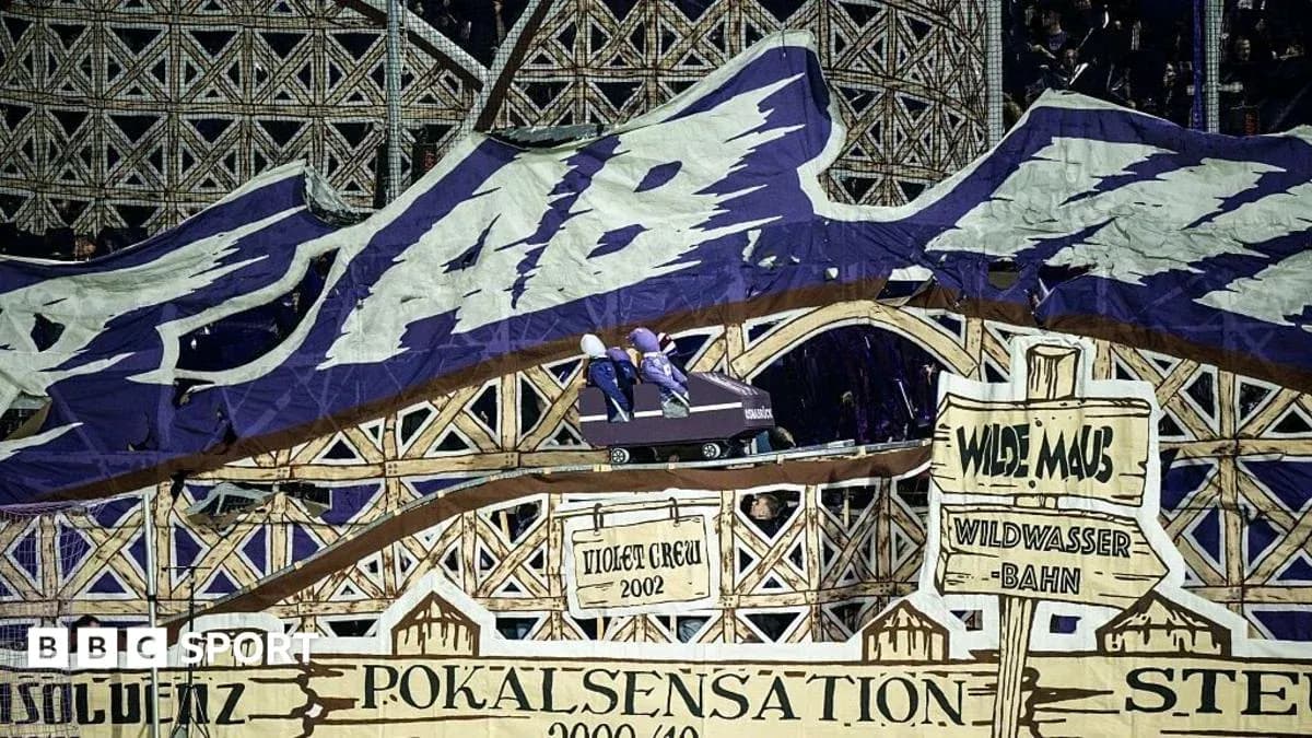 Large fan banner displayed during a match