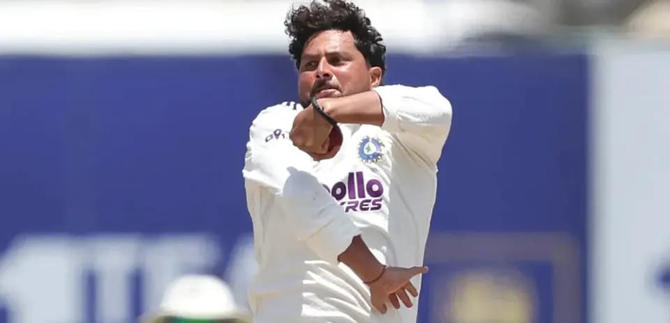Bowler delivering a ball during cricket match