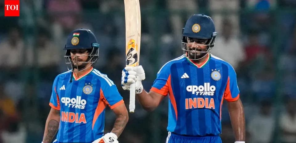 Two Indian cricketers celebrating during a match