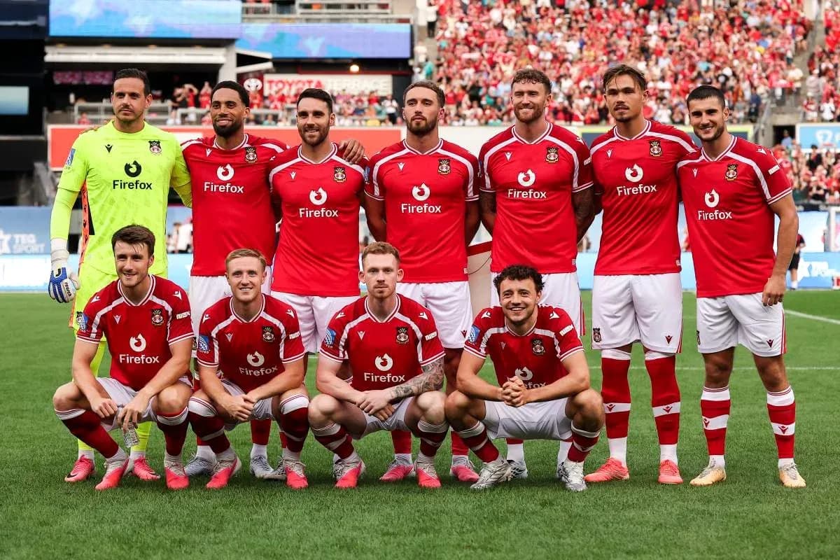 Wrexham AFC team posing for pre-match photo