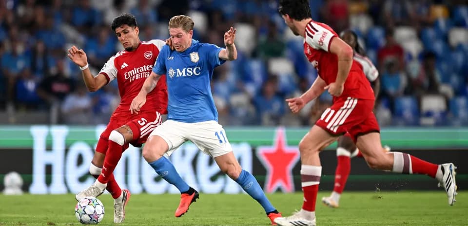 Players contesting for the ball during a match