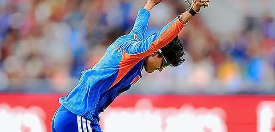 Player celebrating a successful catch during match