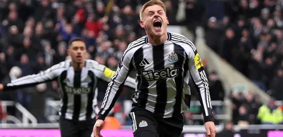 Newcastle player celebrating a goal