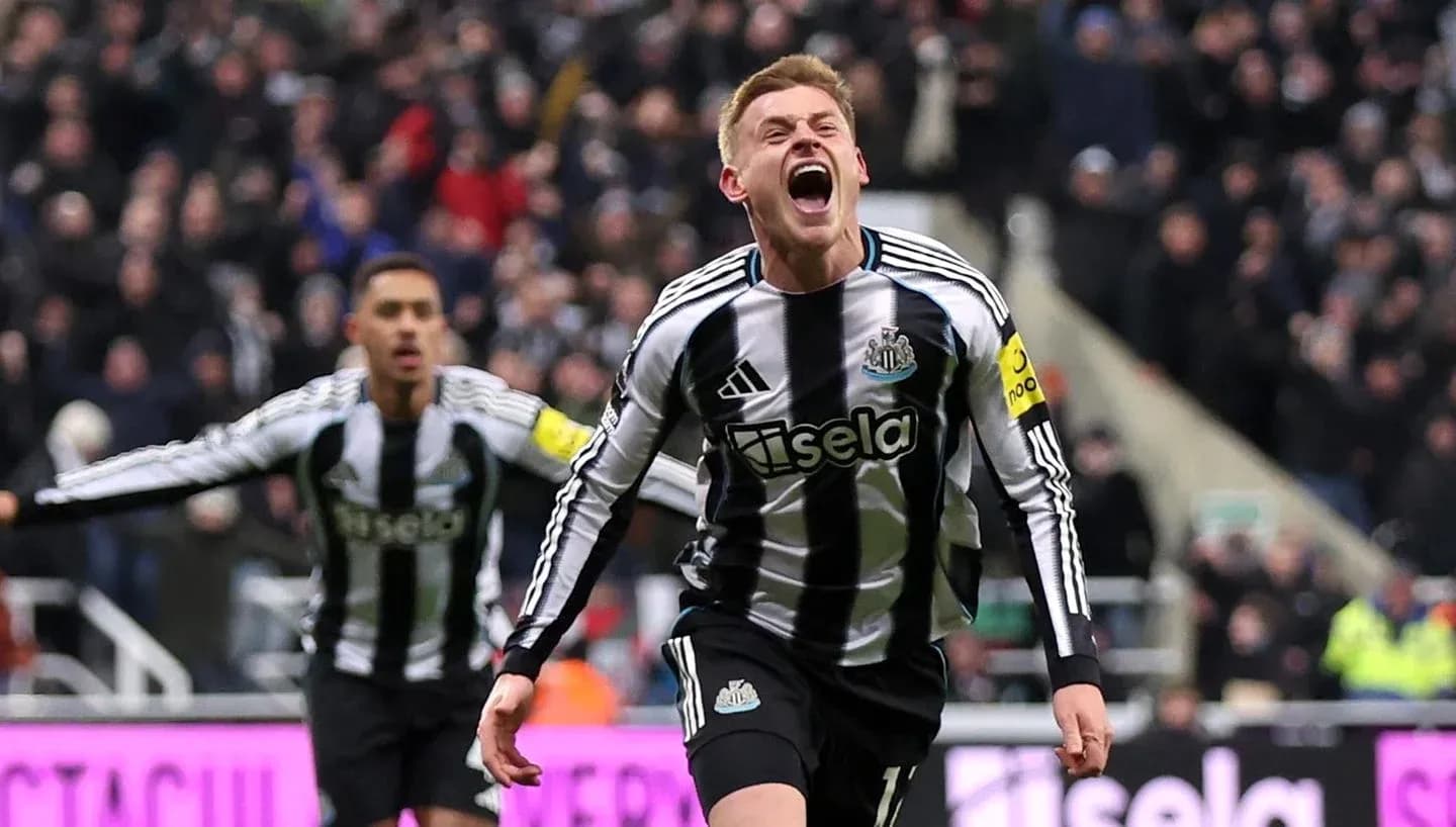 Newcastle player celebrating a goal