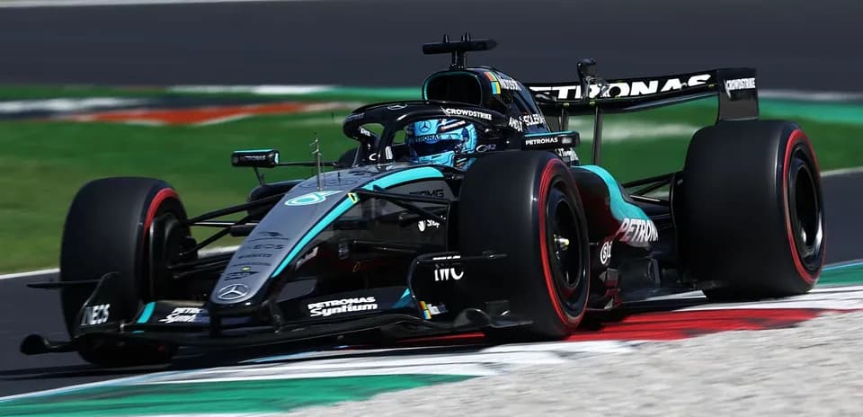 Mercedes Formula 1 car racing on track
