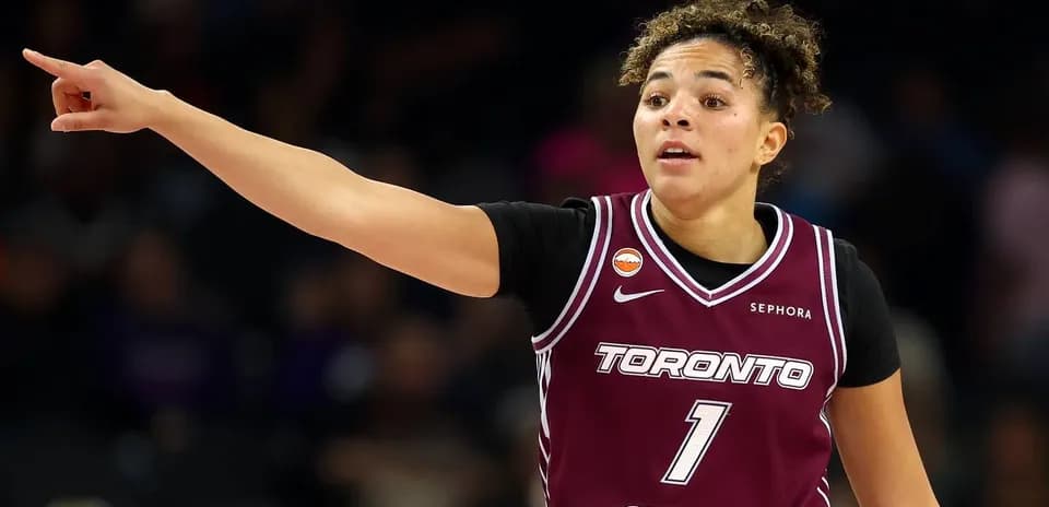 Player signaling during basketball game for Toronto