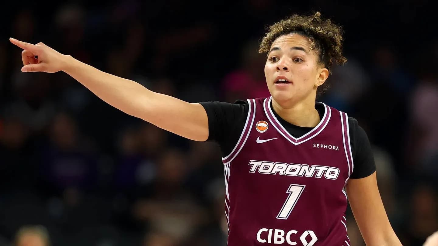 Player signaling during basketball game for Toronto