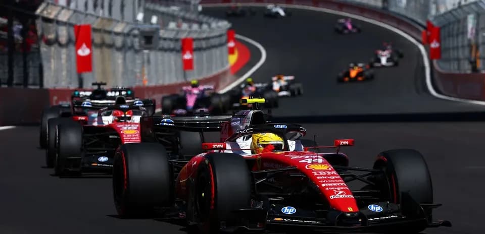 Ferrari car leading during Formula 1 race
