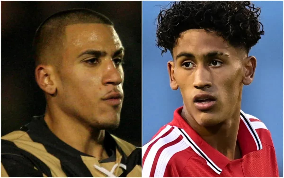 Two football players in headshots facing different directions