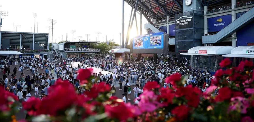 Crowd gathered outside Arthur Ashe Stadium during event