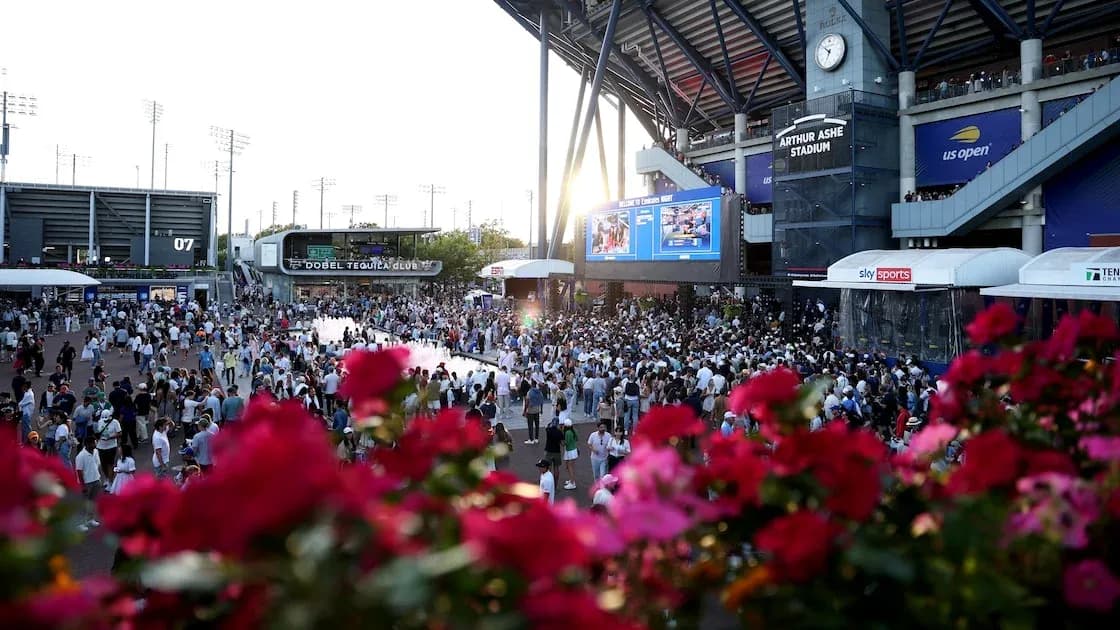 Crowd gathered outside Arthur Ashe Stadium during event