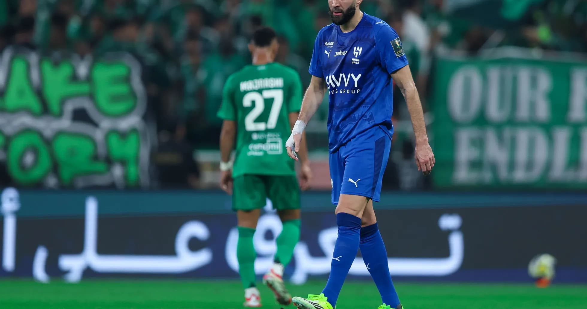 Players on the field during a football match