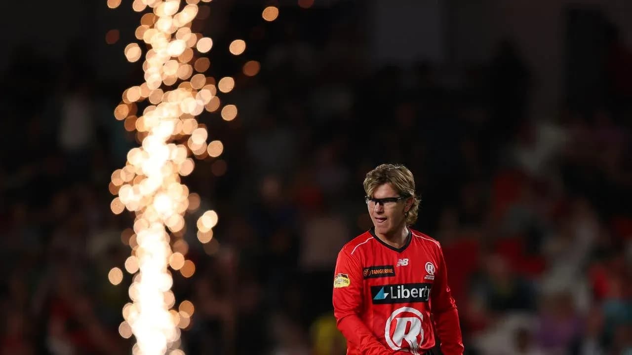 Player walking past fireworks during a match