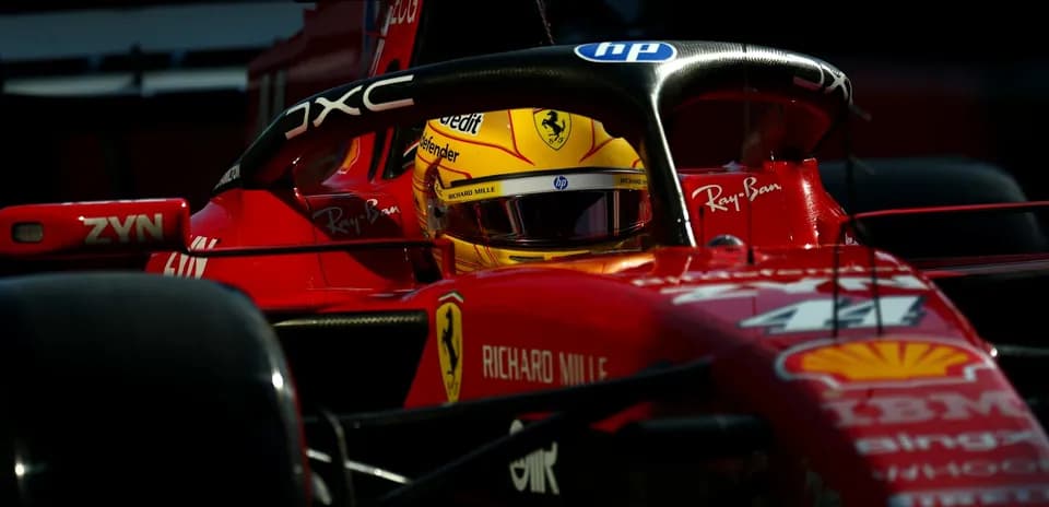 Driver in Ferrari car during a racing event