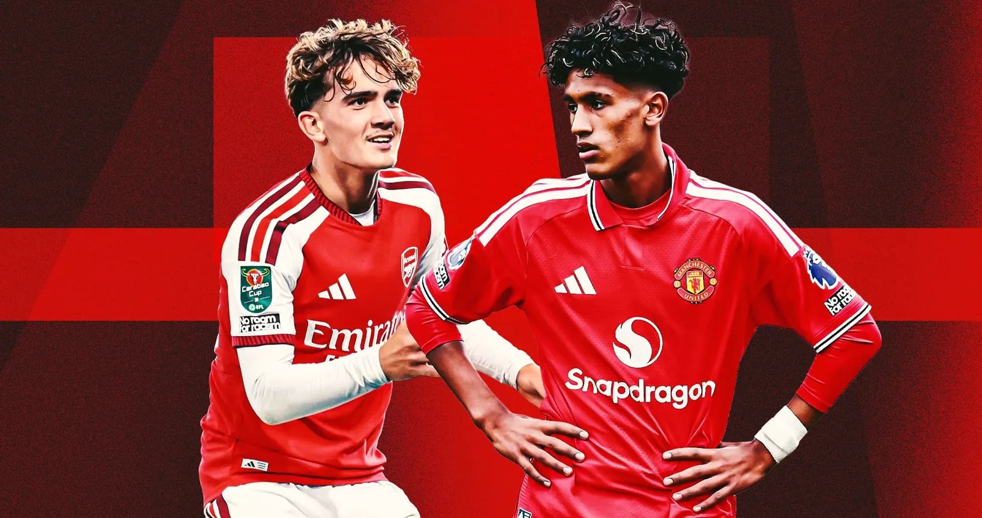 Players from Arsenal and Manchester United posing together