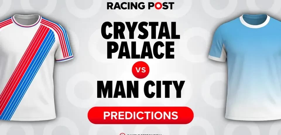 Graphic featuring Crystal Palace vs Man City predictions