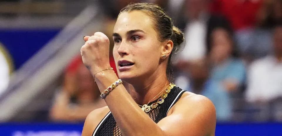 Player celebrating a point during a tennis match