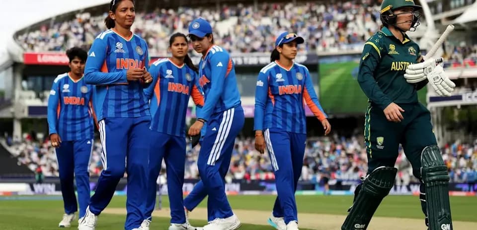 Indian women's cricket team walking off the field