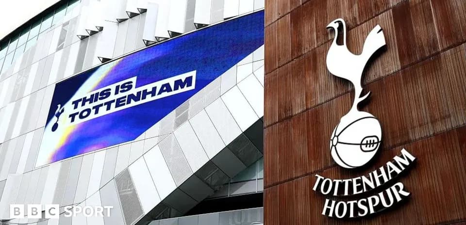 Tottenham Hotspur logo and stadium signage displayed