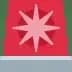 Red starburst symbol on a red background