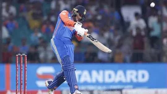Batter hitting a cricket ball during match