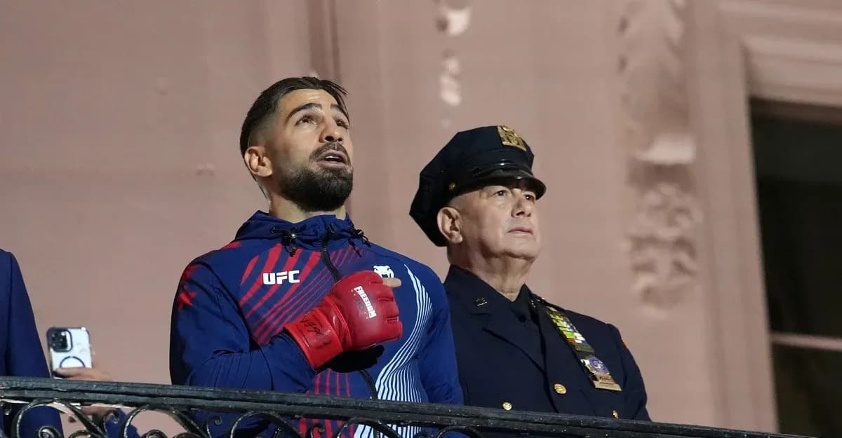 UFC fighter and police officer at event ceremony