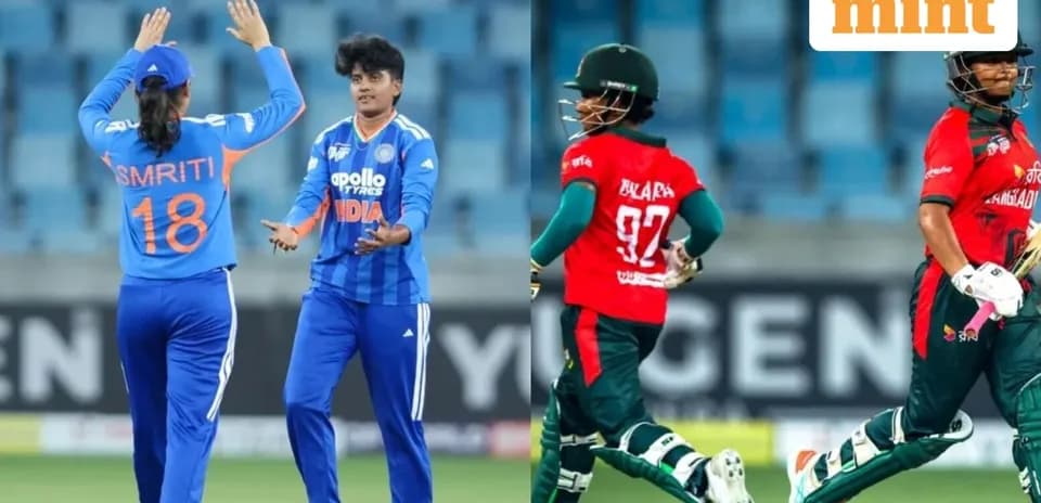 Players from India and Bangladesh in cricket match