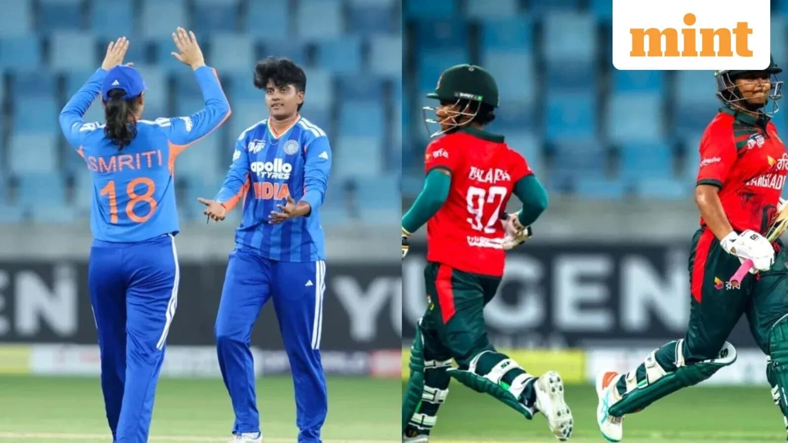 Players from India and Bangladesh in cricket match