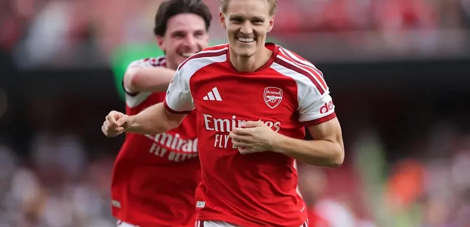 Arsenal player celebrating a goal during match