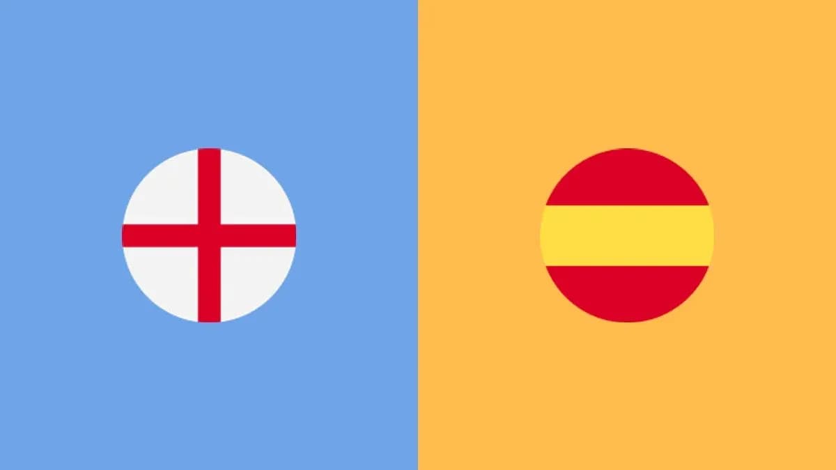 Flags of England and Spain on colored backgrounds