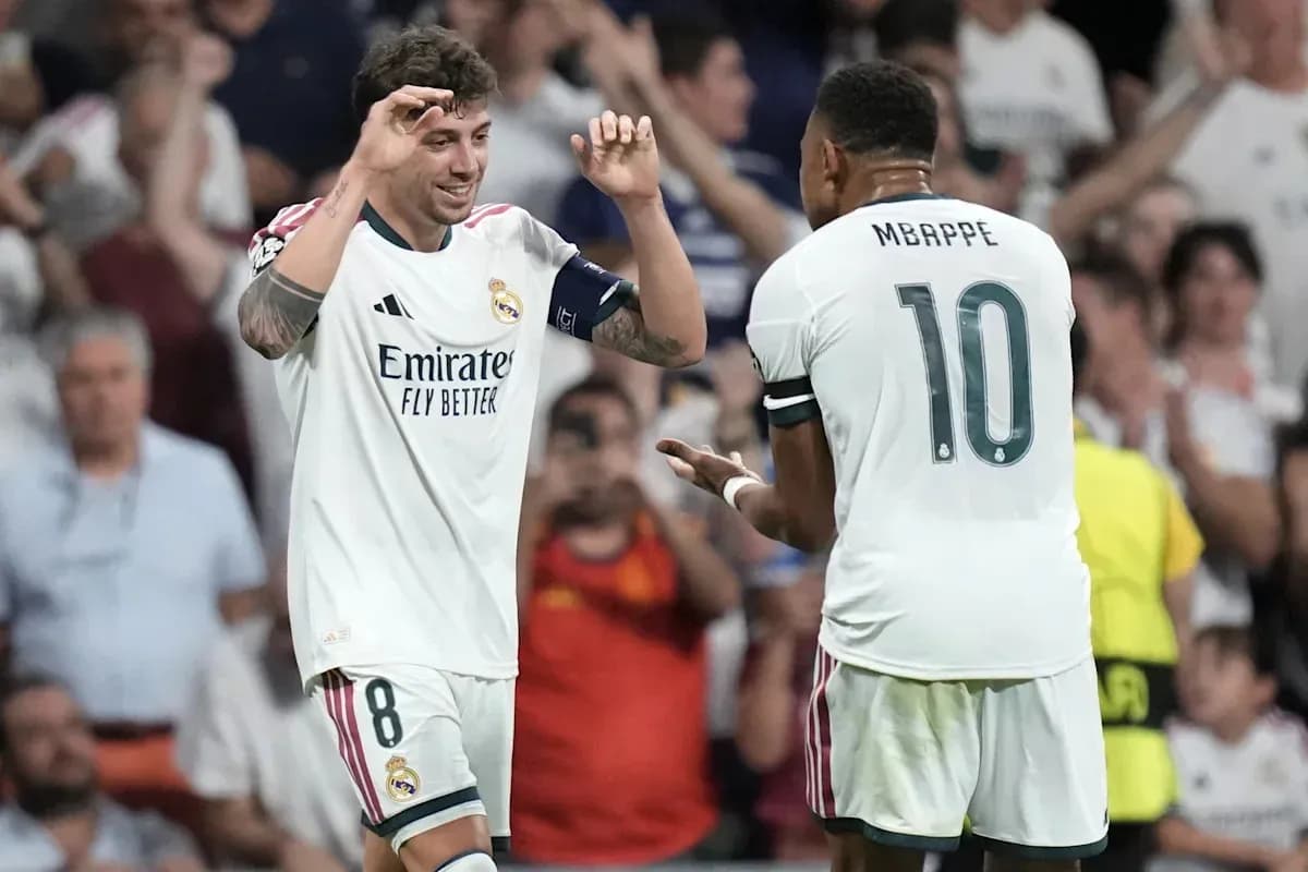 Real Madrid players celebrating a goal on the field