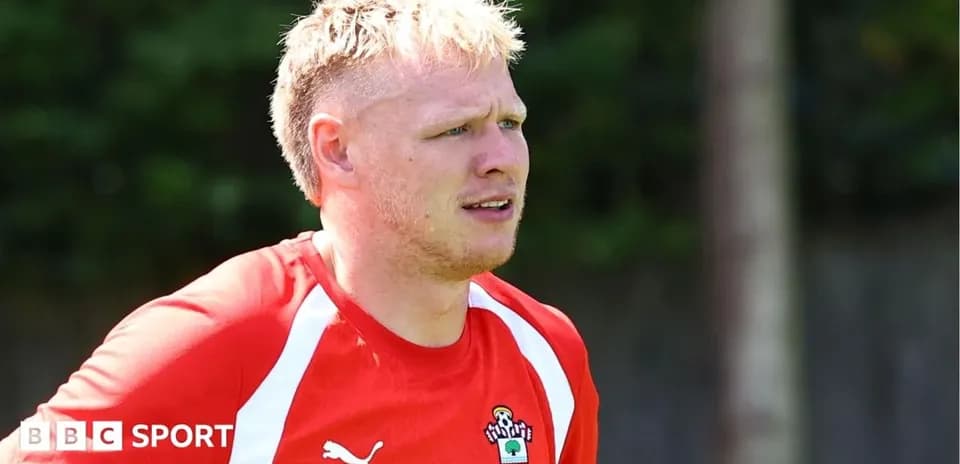 Player in Southampton FC training kit during practice