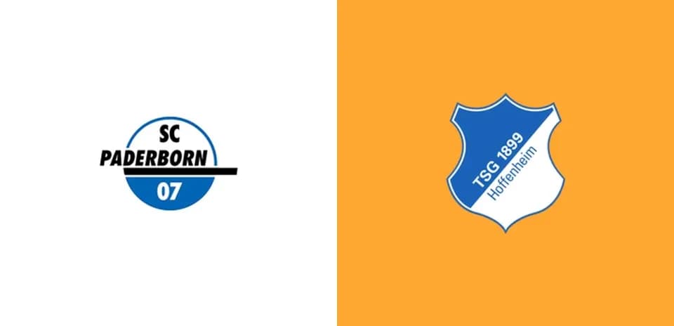 Logos of SC Paderborn and TSG 1899 Hoffenheim